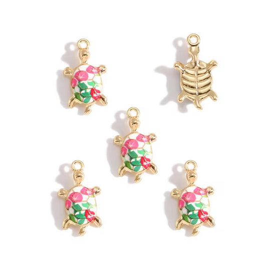 BBB 358 (d) Turtle Ocean enamel Connector charm ( 1 pc ) High quality shine ( 14:24 mm )