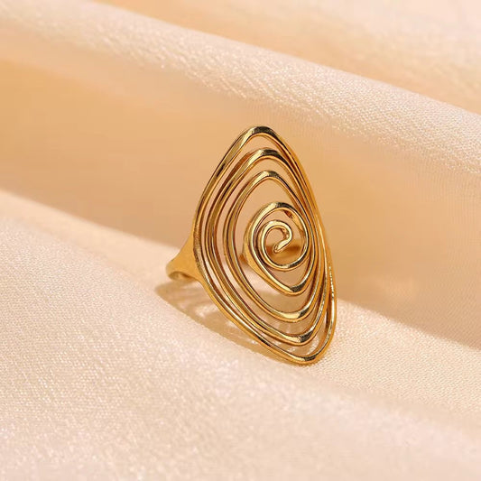 SJ 607 wavy Circle ring adjustable - 18k Gold PVD plated stainless steel - Anti tarnish
