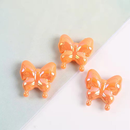 BBB 303 (c) Light Orange Butterfly Holographic Shiny  Bead ( 1 pc ) UV Plated Acrylic ( 29:29 mm )