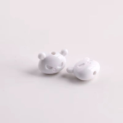 BBB 263 (h) White Cartoon Bear Head Bead ( 1 pc ) Solid Acrylic ( 18 mm )