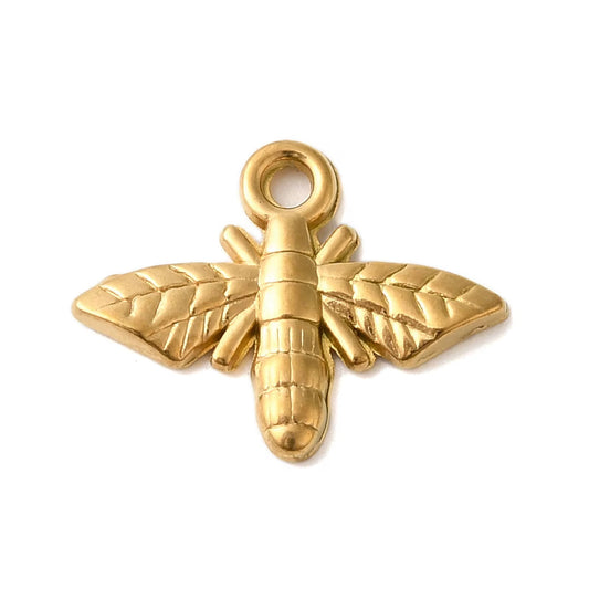 SS 3023 Bee Charm 18k Gold PVD plated stainless steel ( 1 piece ) Anti tarnish ( 10:13 mm )