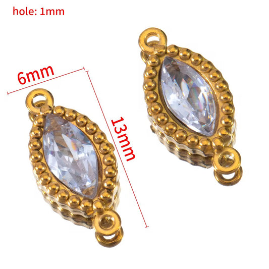 BBB 266 (f) Clear White Zircon Connector 18k Gold PVD plated 316 stainless steel ( 1 pc ) Anti tarnish ( 6:13 mm )