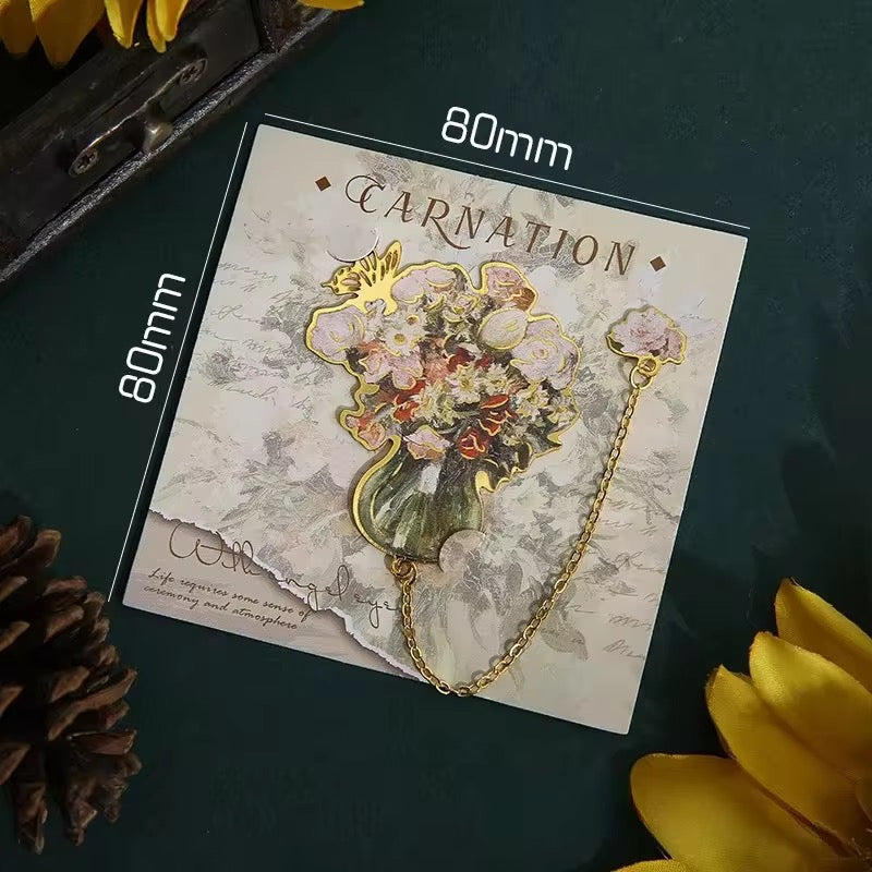 PK 35 Carnation Floral Bouquet Metal Bookmark ( 1 pc ) Imported Premium Quality