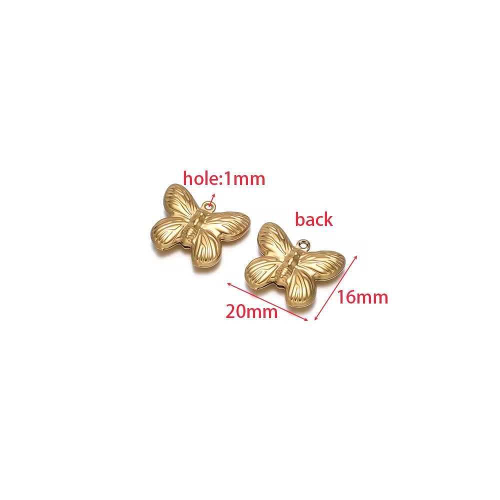 SC16G Butterfly charm 18k Gold PVD 316 stainless steel ( 1 pc ) Anti tarnish