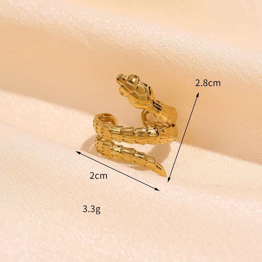 SJ 609 Striped snake ring adjustable - 18k Gold PVD plated stainless steel - Anti tarnish