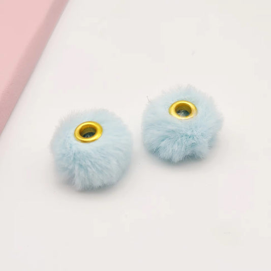 BBB 341 (d) Light Blue Pom Pom Bead ( 1 pc ) Fuzzy Fur ( 20 mm )