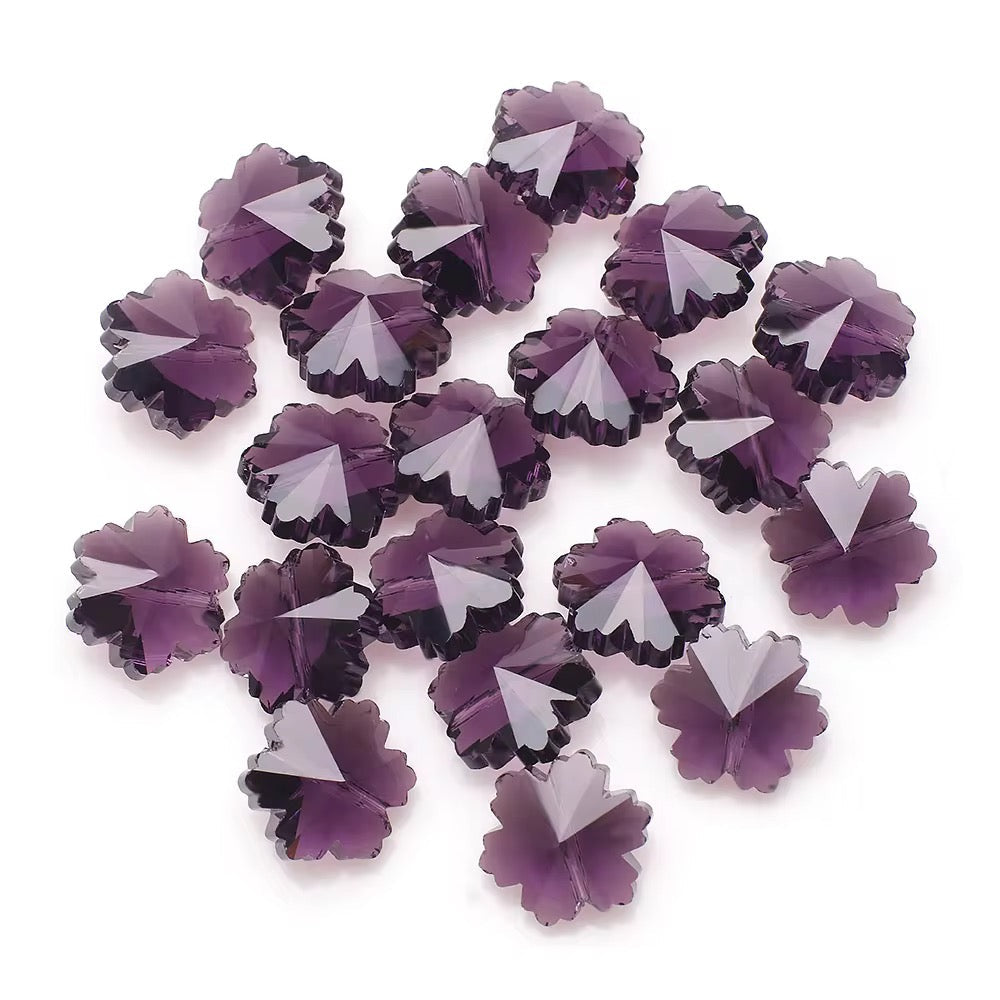 GB27 Snowflake Flower Faceted Crystal glass beads ( 1 pc )