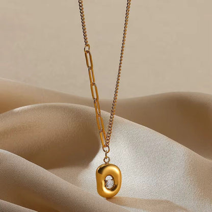 NSJ07C Zircon vintage premium  necklace - 18k Gold PVD plated 316 stainless steel - Anti tarnish
