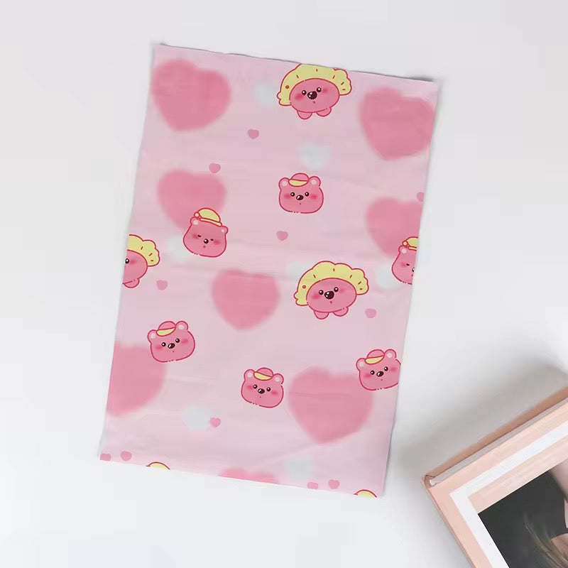 Heart Pink Bear Poly Mailer Bag -  Waterproof & Double Sided - Designer Premium Packaging ( 10:13 inch )