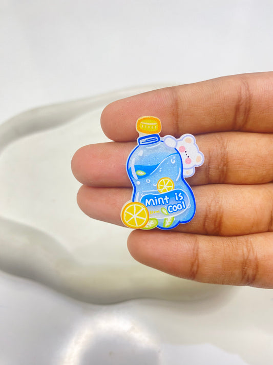BBB 089 (a) Mint is Cool Soda with teddy flat acrylic charm ( 1 pc )