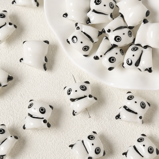 PCB02E Fat Panda Ceramic Bead ( 1 pc ) Porcelian Ceramic