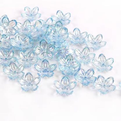 BBB 363 (a) Light Blue Cherry Blossom AB Flower Bead ( 1 pc ) UV Plated Acrylic