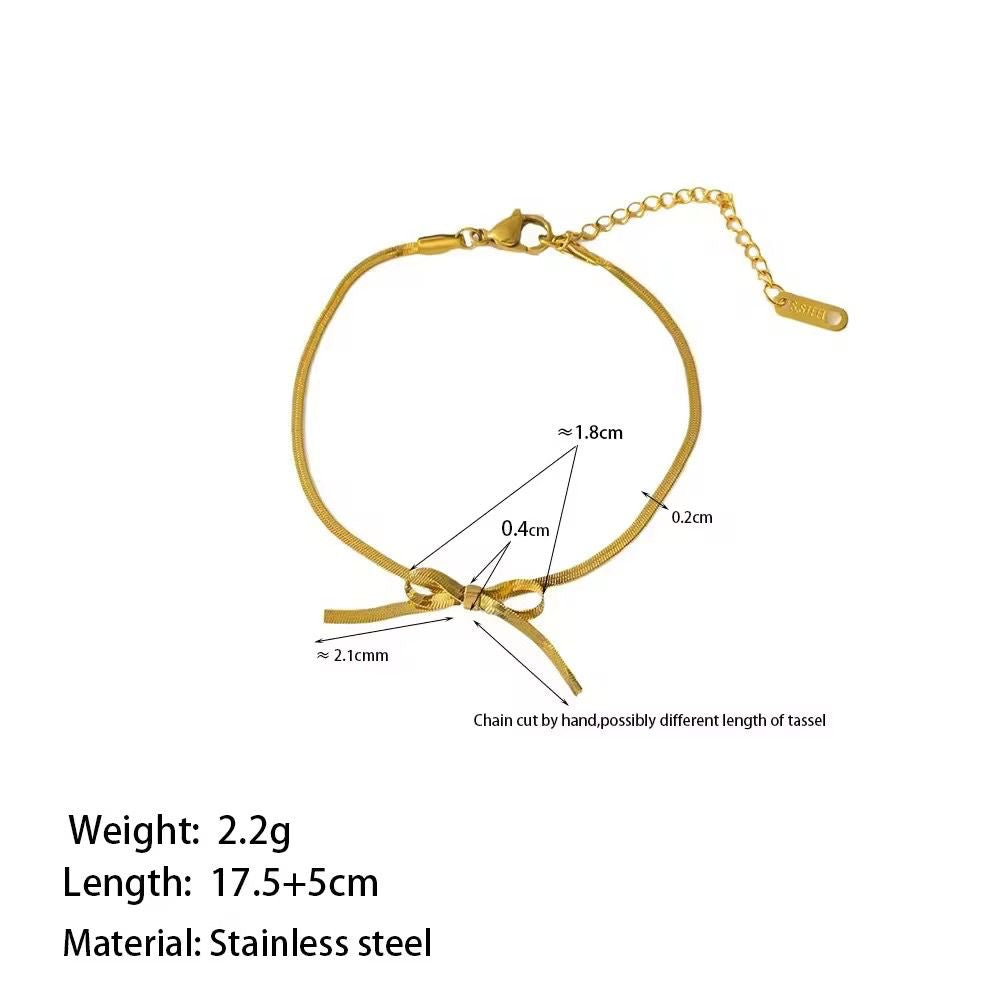 SJ 566 snake chain bow bracelet - 18k Gold PVD plated stainless steel - Anti tarnis