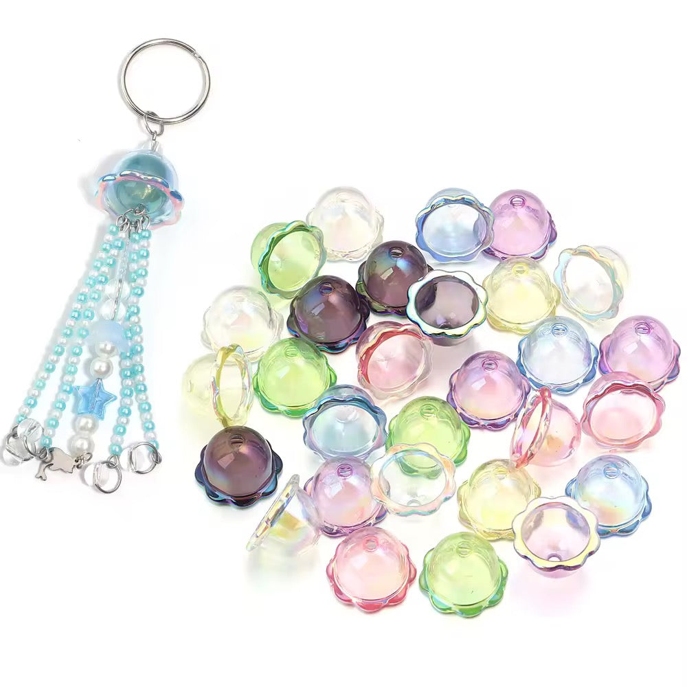 AB03 Bell Transparent Luminous Bead ( 1 pc ) UV Plated Acrylic ( 24:15 mm )