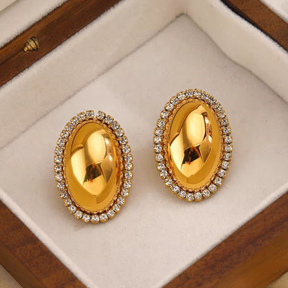 ESJ11G Oval Zircon earring
- 18k Gold PVD plated 316 stainless steel - Anti tarnish