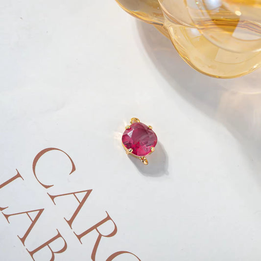 BBB 204 (F) Red square Zircon Connector 14k gold plated ( 1 pc ) - anti tarnish