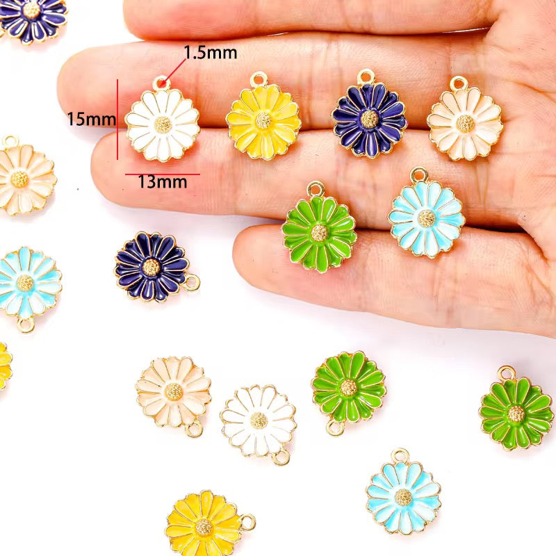 BBB 359 (g) Dark Blue Floral enamel charm ( 1 pc ) High quality shine