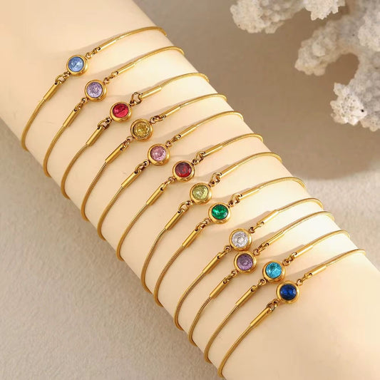 SJ 962 Zircon dainty Bracelet - Premium jewellery- 18k Gold PVD plated stainless steel - Anti tarnish
