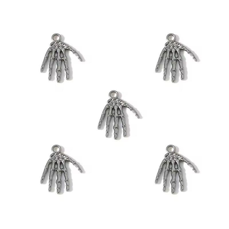 BBB 393 (a) Skull Hands metal Charm ( 1 pc ) High Quality Shine