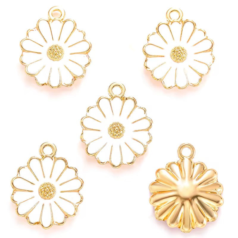EC07K Floral enamel charm ( 1 pc ) High quality shine