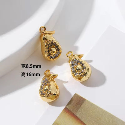 SS 2692 Avocado zircon 14k gold plated charm ( 1 pc ) - anti tarnish