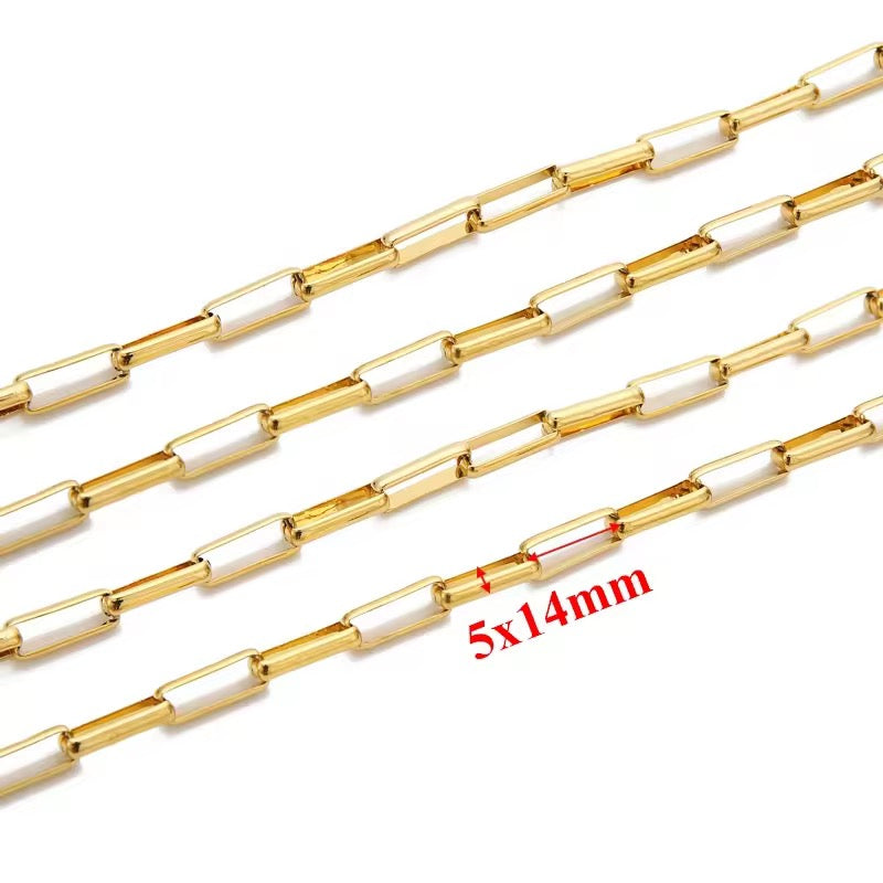 CN 371 Big Box link Chain 18k Gold PVD plated 316 Stainless steel ( 1 feet ) Anti tarnish
