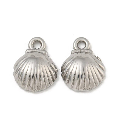 SS 3026 Shell Charm Platinum PVD plated stainless steel ( 1 piece ) Anti tarnish ( 8:5 mm )