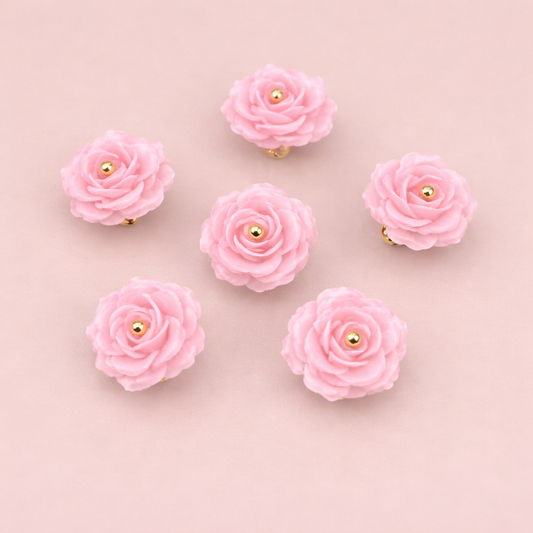 SS 3093 Pink Flower charm 18k gold plated ( 9 mm ) Anti tarnish ( 1 pc )