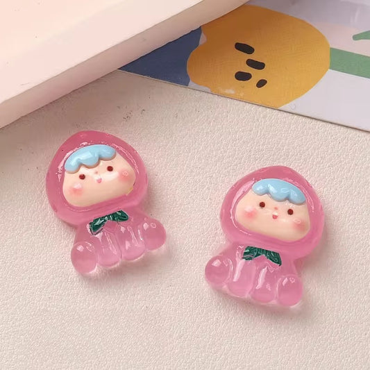 BBB 069 (d) Pink Fruit baby cartoon Kawai themed resin charm ( 1 pc ) with / without Hook