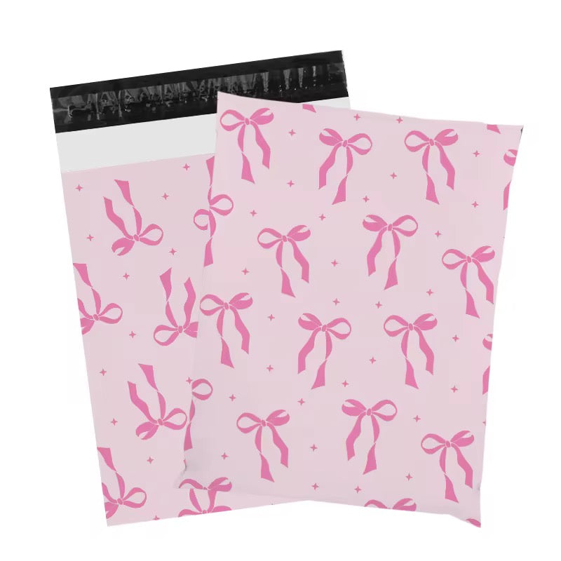 Pink Bow Poly Mailer Bag -  Waterproof & Double Sided - Designer Premium Packaging ( 10:13 inch )