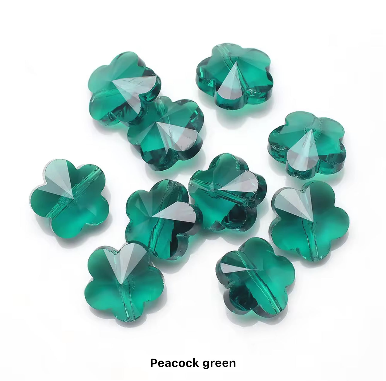 BBB 81 (f) Peacock Green Plum Flower Faceted Crystal glass beads ( 1 pc )