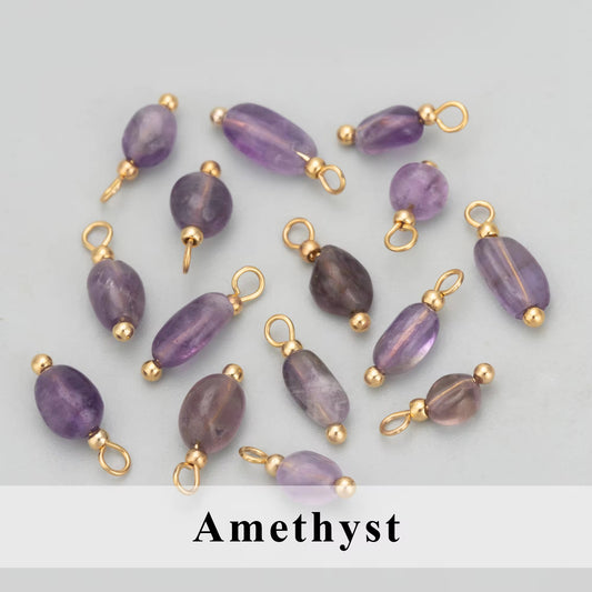 BBB 355 (c) Amethyst Gemstone 18k gold plated charm ( 1 pc ) Anti tarnish