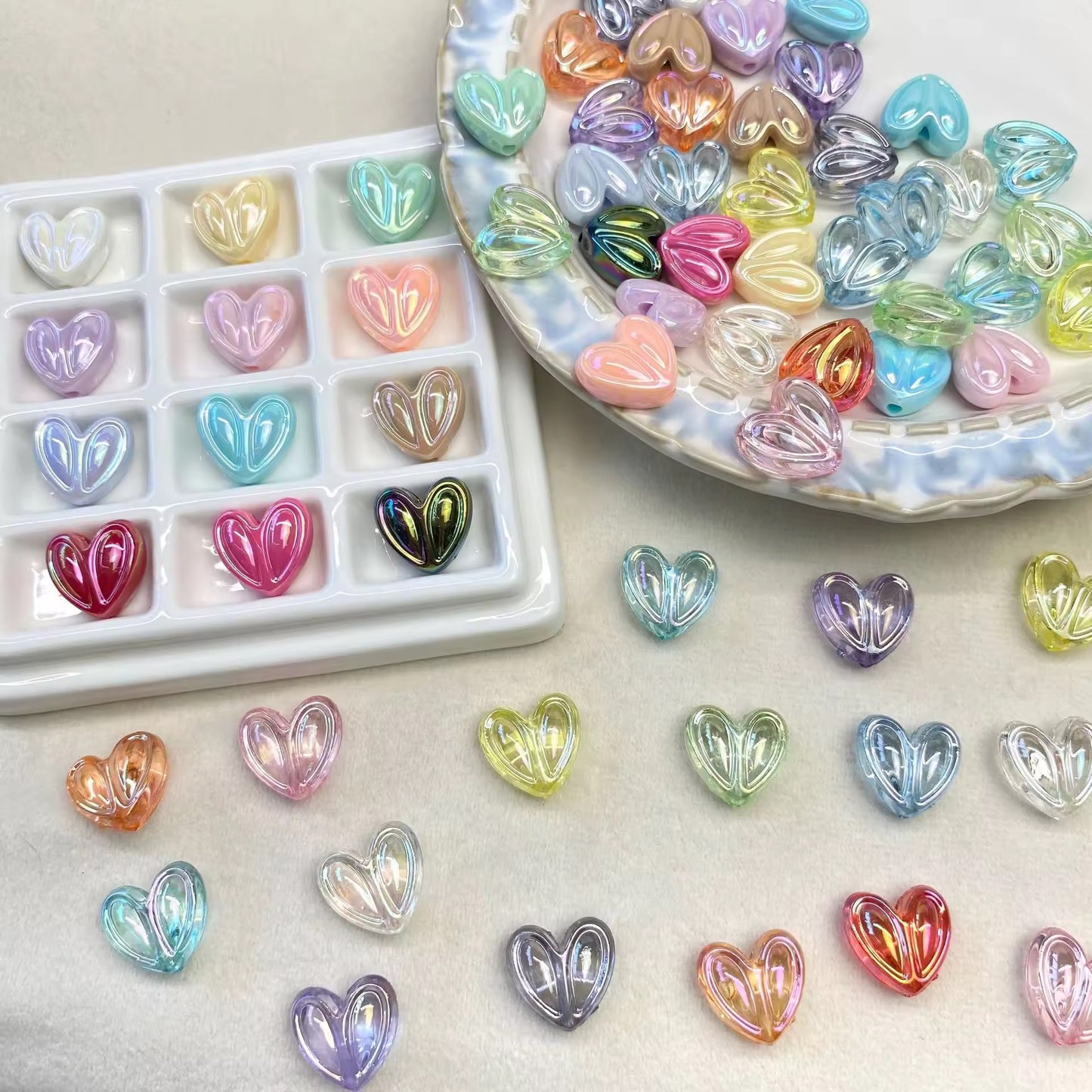 BBB 389 Heart Luminous Bead ( 1 pc ) UV Plated Acrylic ( 15mm )