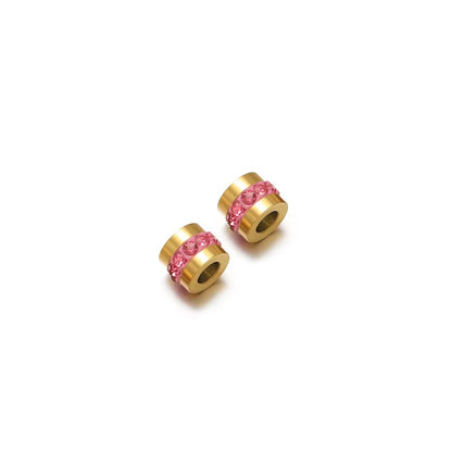 BBB 372 Clear Zircon Spacer bead 18k Gold PVD 316 Stainless steel ( 1 pc ) Anti tarnish