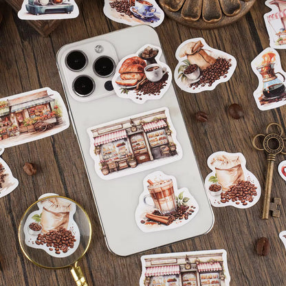 Peninsula Cafe Coffee Theme Waterproof UV Resistant sticker ( 1 pack - 30 piece )