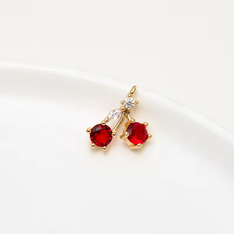 CZ 2154 Cherry Zircon  14k gold plated charm ( 1 pc ) - anti tarnish
