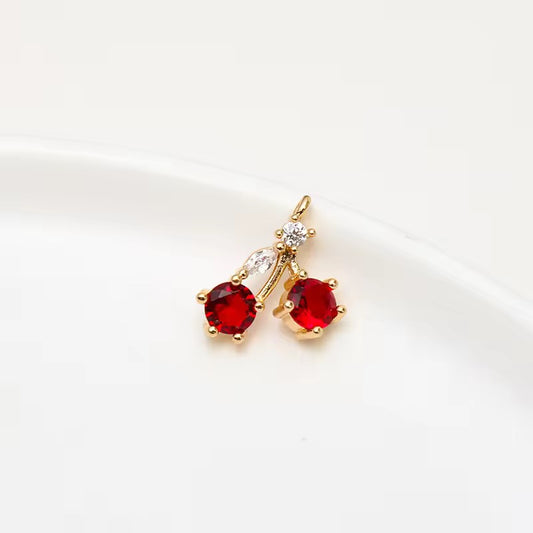 CZ 2154 Cherry Zircon  14k gold plated charm ( 1 pc ) - anti tarnish