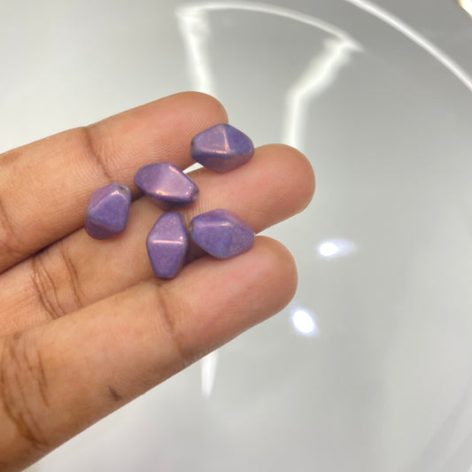 BBB 110 (D) Czech pressed Glass Bicone Lantern Beads Opaque Mix Amethyst Gold Ceramic Look - (1PC)
