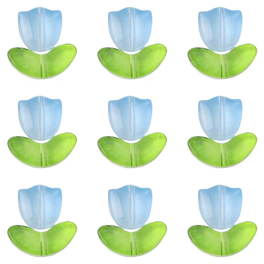 BBB 353 (a) Blue Tulip flower Set glass bead ( 1 pc ) Lampwork Bead ( 15 mm )