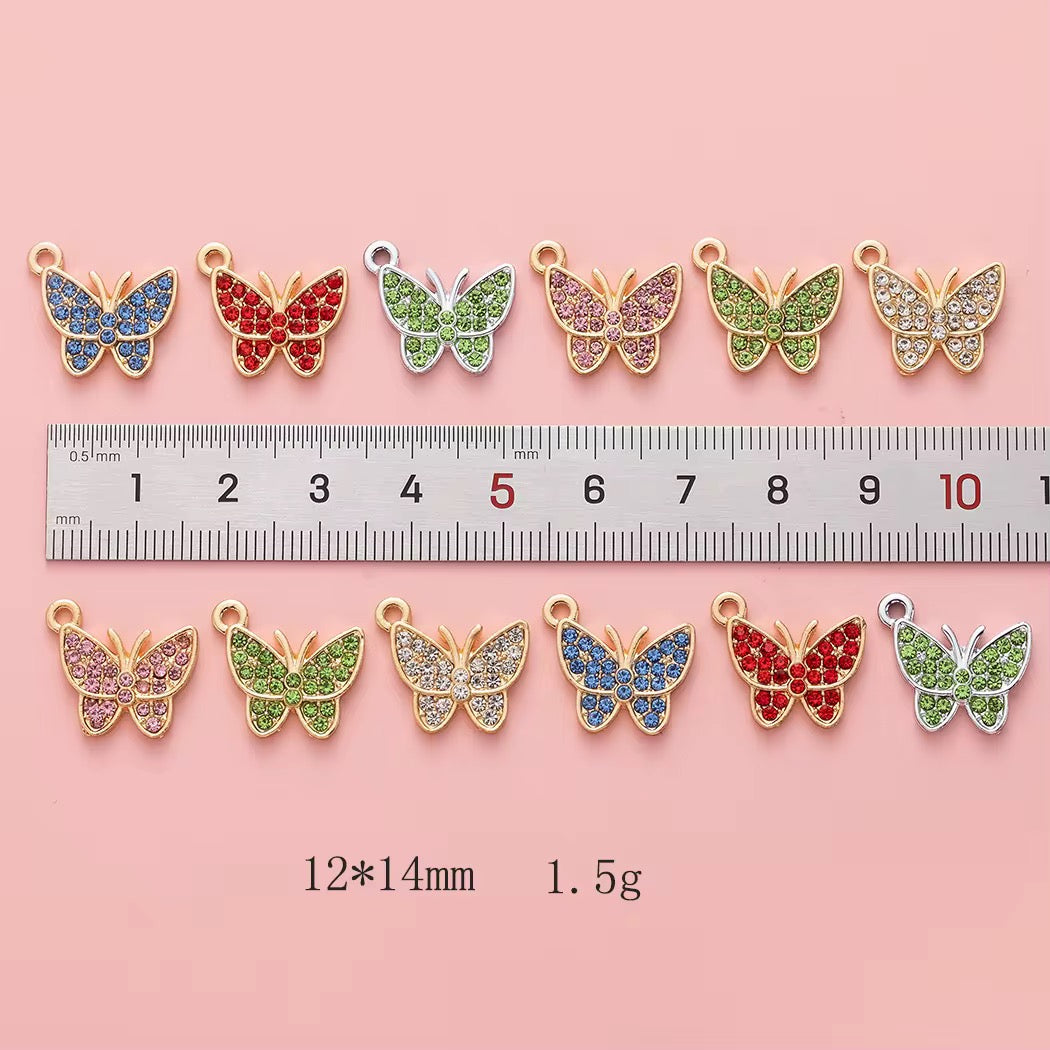BBB 228 Zircon Butterfly Gold Alloy Premium charm ( 1 pc ) Tarnish Resistant ( 12:14 mm )
