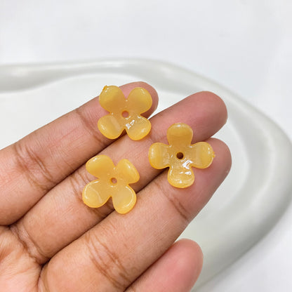 BBB 121 (C) Four petal uv plated shiny irrediscent Acrylic flower bead (1PC)