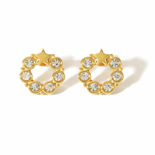 SJ 1133 Zircon studs  - 18k Gold PVD plated stainless steel - Anti tarnish