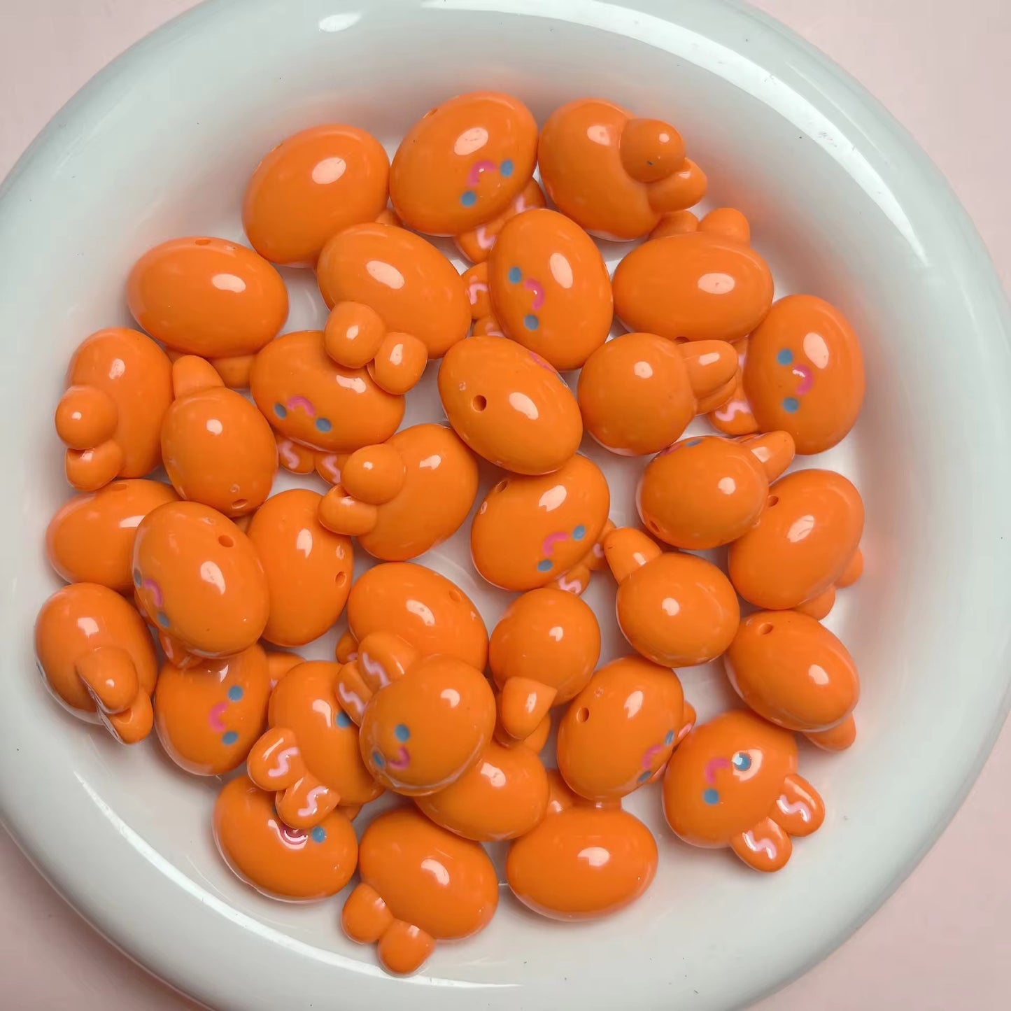 BBB 062 (a) Orange Cartoon Rabbit  Acrylic bead ( 1 pc )