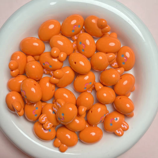 BBB 062 (a) Orange Cartoon Rabbit  Acrylic bead ( 1 pc )