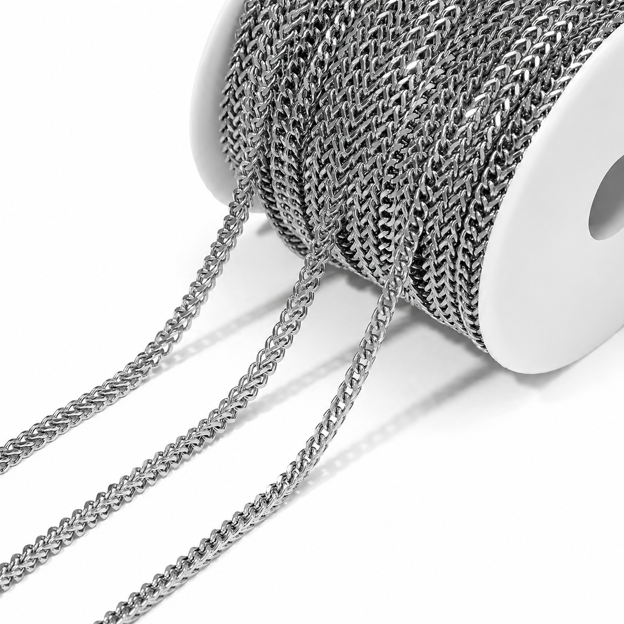 DIYS160 Braided Wheat Chain ( 1 feet ) Silver PVD