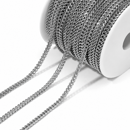 DIYS160 Braided Wheat Chain ( 1 feet ) Silver PVD