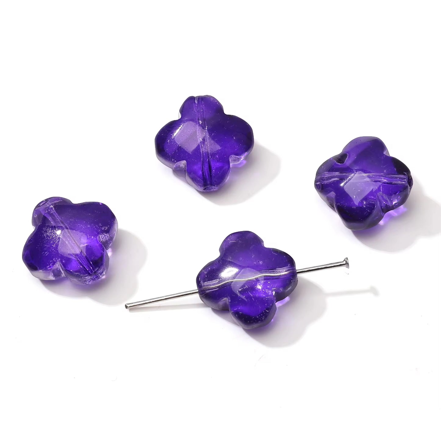 BBB 343 (e) Deep Purple Clover flower glass bead ( 1 pc ) Lampwork Bead