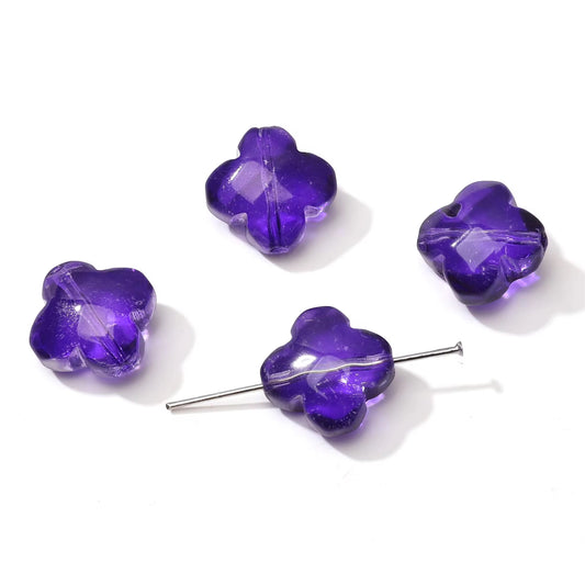 BBB 343 (e) Deep Purple Clover flower glass bead ( 1 pc ) Lampwork Bead