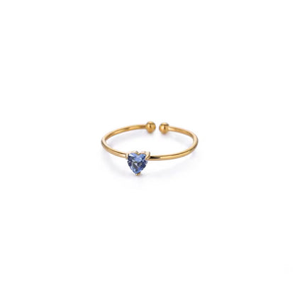 RSJ05B Zircon heart ring adjustable - 18k Gold PVD plated 316 stainless steel - Anti tarnish