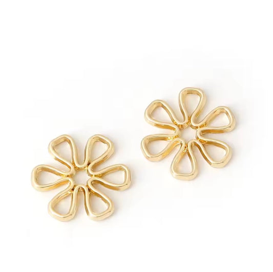 SS 1319 Floral Bezel 14k gold plated charm ( 22 mm ) Tarnish Resistant ( 1 pc )